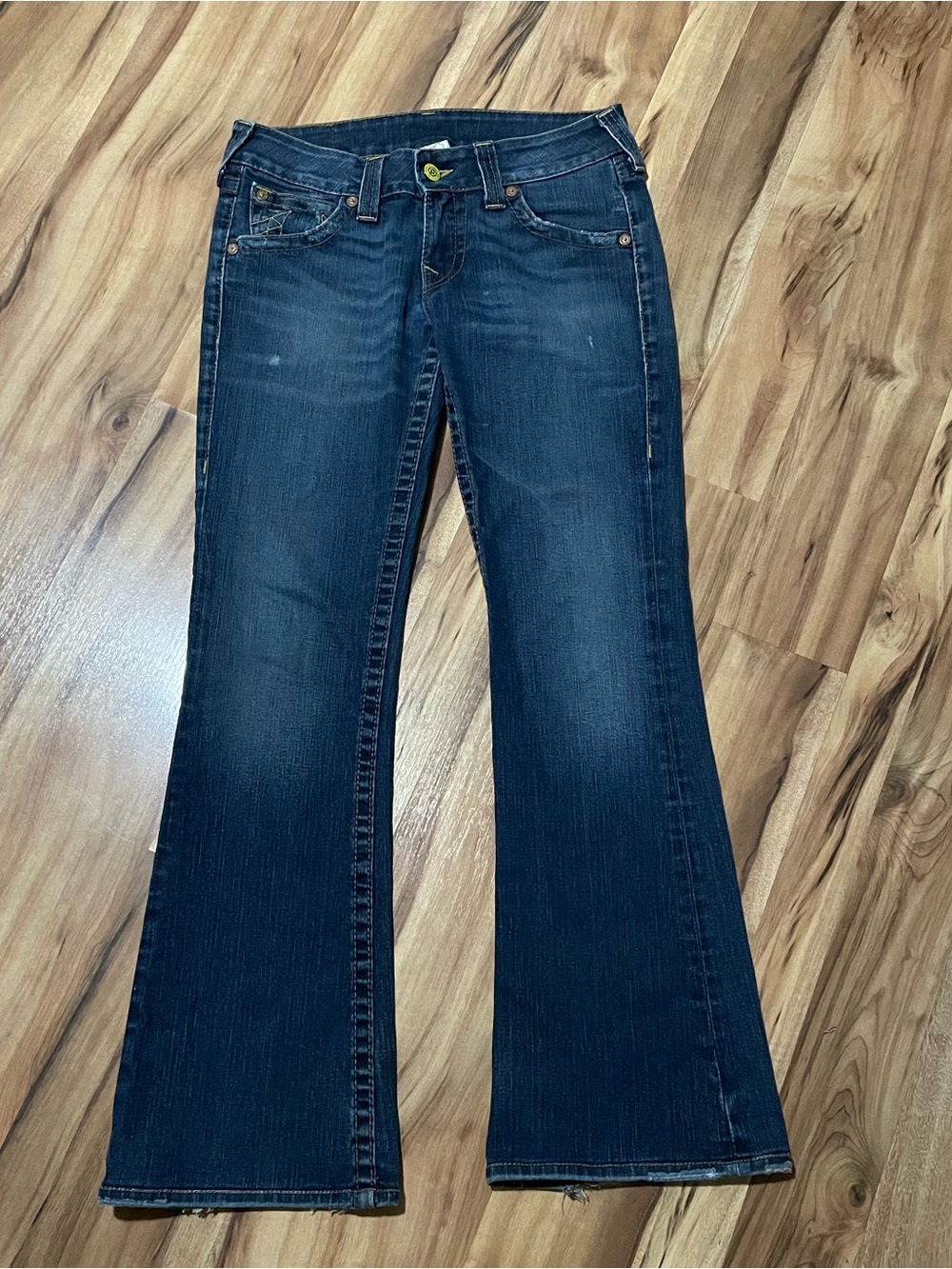 Vintage True Religion Joey Low Rise Flare Jeans 30 Faded Denim Y2K Grunge Boho